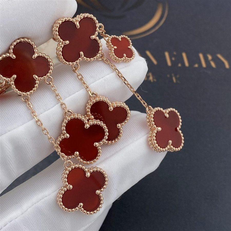 [✨ROSE✨]CLOVER EARRINGS CARNELIAN 4 MOTIFS PINK GOLD