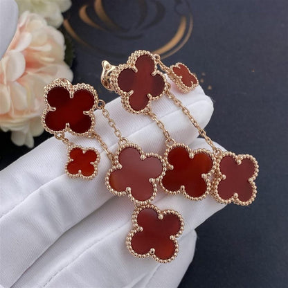 [✨ROSE✨]CLOVER EARRINGS CARNELIAN 4 MOTIFS PINK GOLD