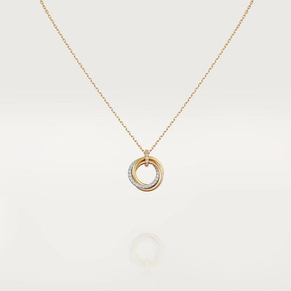 [✨ROSE✨]TRINITY NECKLACE SILVER GOLD PINK GOLD DIAMONDS