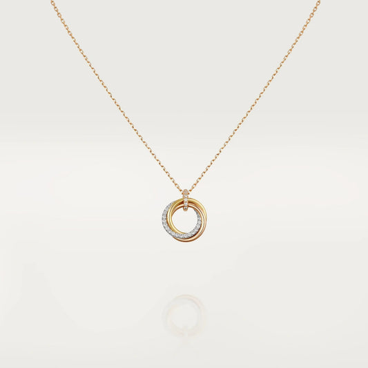 [✨ROSE✨]TRINITY NECKLACE SILVER GOLD PINK GOLD DIAMONDS