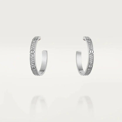 [✨ROSE✨]LOVE DIAMOND SILVER HOOP EARRINGS