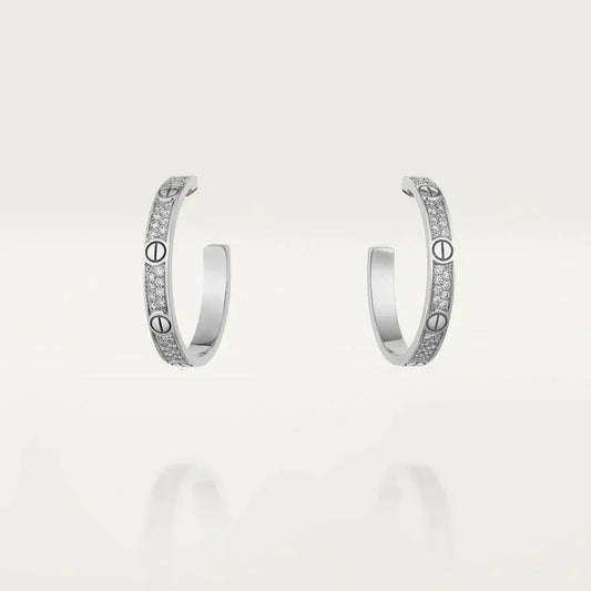 [✨ROSE✨]LOVE DIAMOND SILVER HOOP EARRINGS