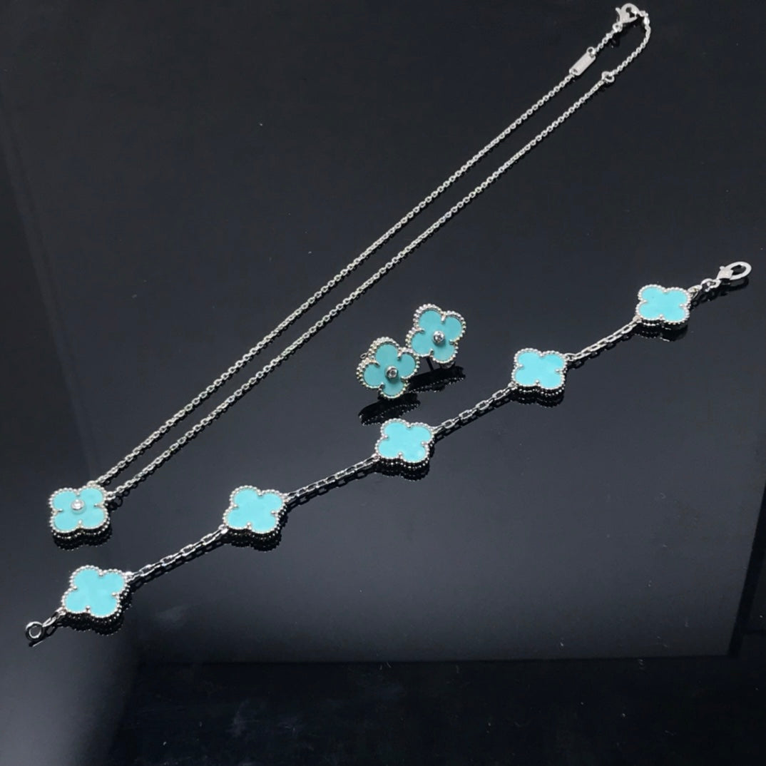 [✨ROSE✨]CLOVER 1 DIAMOND BLUE SKY SILVER EARRINGS
