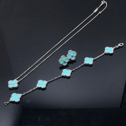 [✨ROSE✨]CLOVER 1 DIAMOND BLUE SKY SILVER EARRINGS