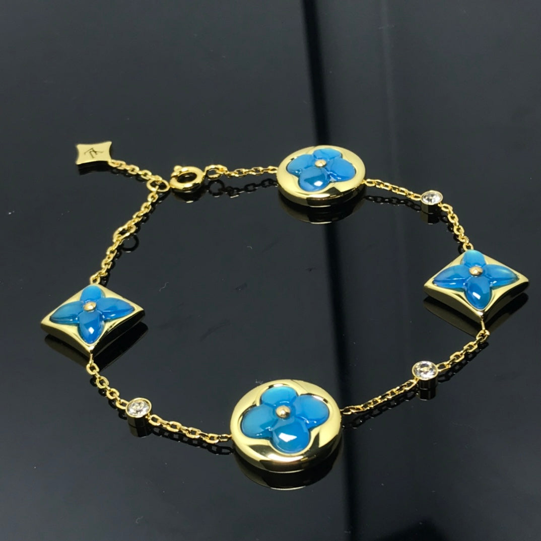 [✨ROSE✨]STAR AND SUN 4 MOTIF BLUE BRACELET
