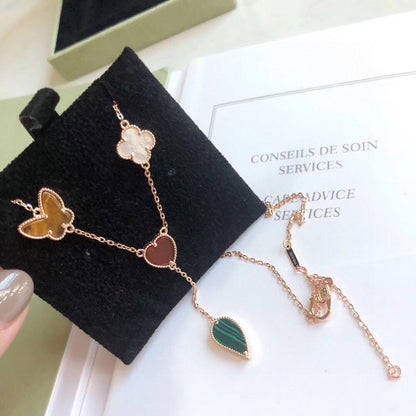 [✨ROSE✨]LUCKY SPRING 4 MOTIFS ROSE GOLD NECKLACE