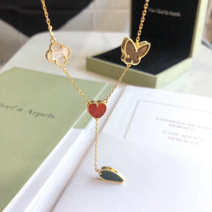 [✨ROSE✨]LUCKY SPRING 4 MOTIFS ROSE GOLD NECKLACE