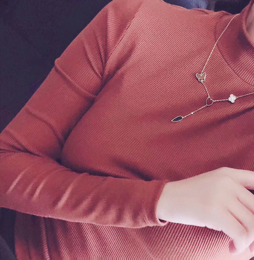 [✨ROSE✨]LUCKY SPRING 4 MOTIFS ROSE GOLD NECKLACE