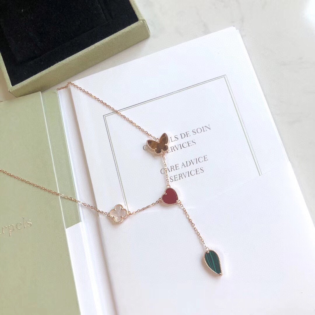 [✨ROSE✨]LUCKY SPRING 4 MOTIFS ROSE GOLD NECKLACE