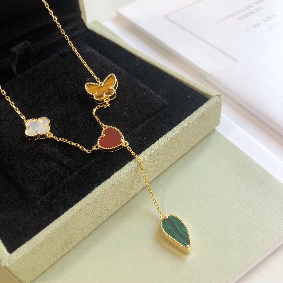 [✨ROSE✨]LUCKY SPRING 4 MOTIFS ROSE GOLD NECKLACE