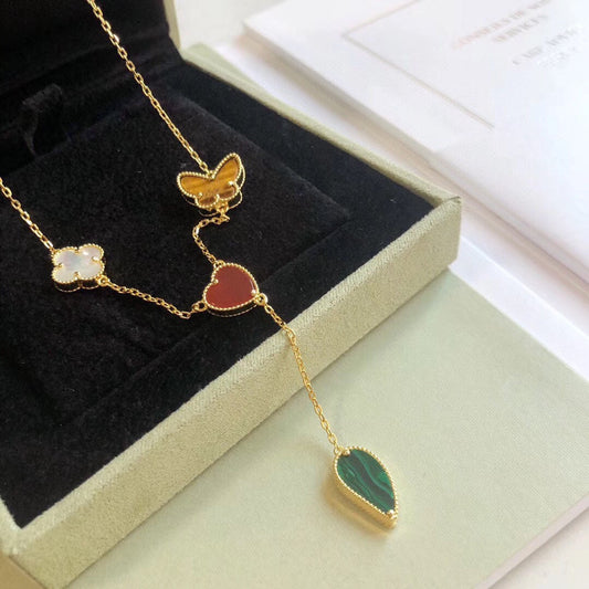 [✨ROSE✨]LUCKY SPRING 4 MOTIFS ROSE GOLD NECKLACE