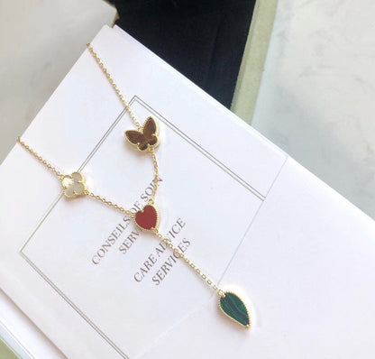 [✨ROSE✨]LUCKY SPRING 4 MOTIFS ROSE GOLD NECKLACE