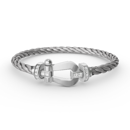 [✨ROSE✨]FORCE LARGE HORSESHOE HALF DIAMOND BRACELET SILVER