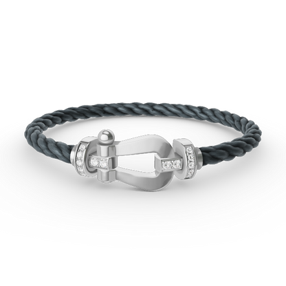 [✨ROSE✨]FORCE LARGE HORSESHOE HALF DIAMOND BRACELET SILVER