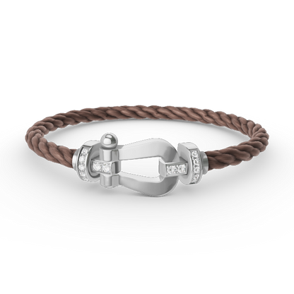 [✨ROSE✨]FORCE LARGE HORSESHOE HALF DIAMOND BRACELET SILVER