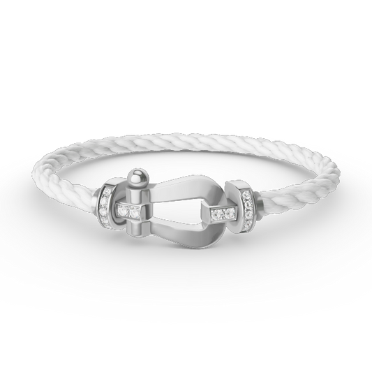 [✨ROSE✨]FORCE LARGE HORSESHOE HALF DIAMOND BRACELET SILVER