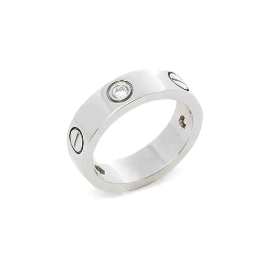 [✨ROSE✨]LOVE RING 5.5MM 3 DIAMONDS SILVER