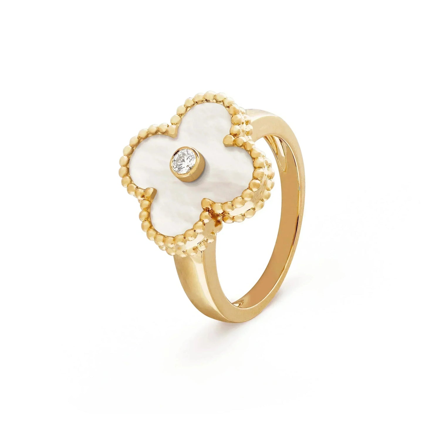 [✨ROSE✨]CLOVER PINK MOP RING GOLD DIAMOND