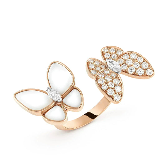 [✨ROSE✨]TWIN BUTTERFLY DIAMOND MOP RING