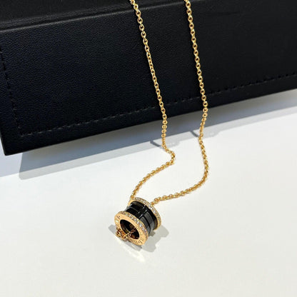 [✨ROSE✨]ZERO 1 BLACK CERAMIC DIAMOND PINK GOLD NECKLACE