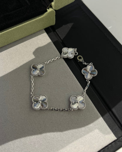 [✨ROSE✨]CLOVER SILVER 5 MOTIFS BRACELET